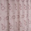 Metallic Embroidered Flower Leaf 2 Toned Pink White Sheer Fabric Shower Curtain for Bathroom