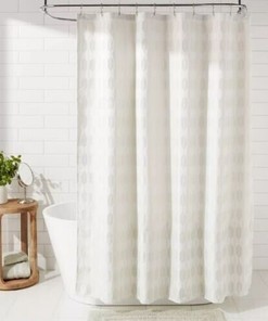 Metallic Geometric Stripe Shower Curtain - Modern Bathroom Decor