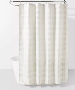 Metallic Geometric Stripe Shower Curtain - Modern Bathroom Decor