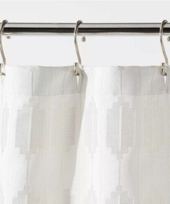 Metallic Geometric Stripe Shower Curtain - Modern Bathroom Decor