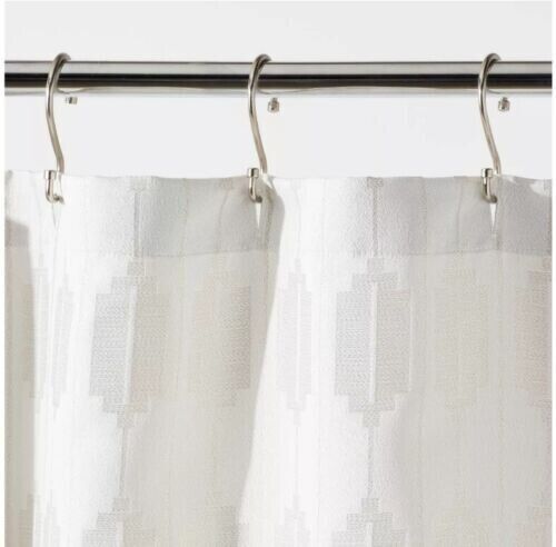Metallic Geometric Stripe Shower Curtain - Modern Bathroom Decor