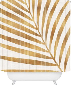 Metallic Gold Palm Leaf Unique Shower Curtain for a Luxurious Look in Your Bathroom