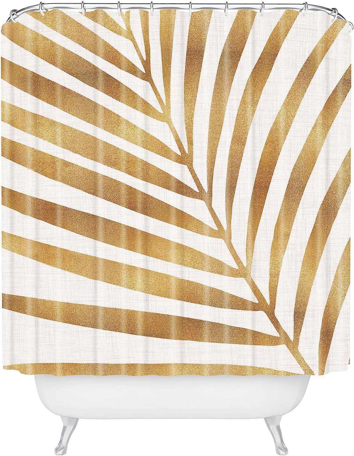 Metallic Gold Palm Leaf Unique Shower Curtain for a Luxurious Look in Your Bathroom
