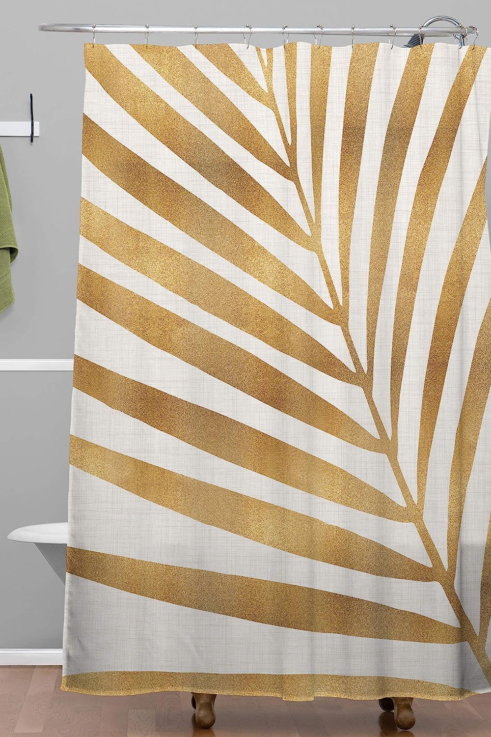 Metallic Gold Palm Leaf Unique Shower Curtain for a Luxurious Look in Your Bathroom