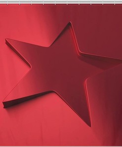 Metallic Red Star Shape Shower Curtain for a Shimmering Look