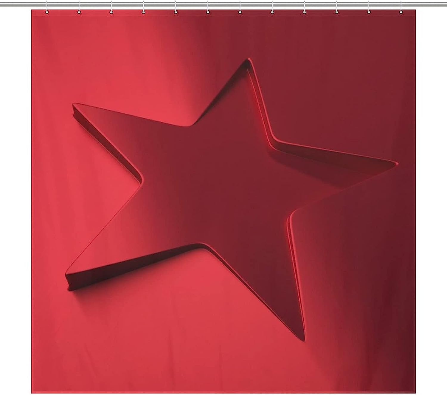 Metallic Red Star Shape Shower Curtain for a Shimmering Look