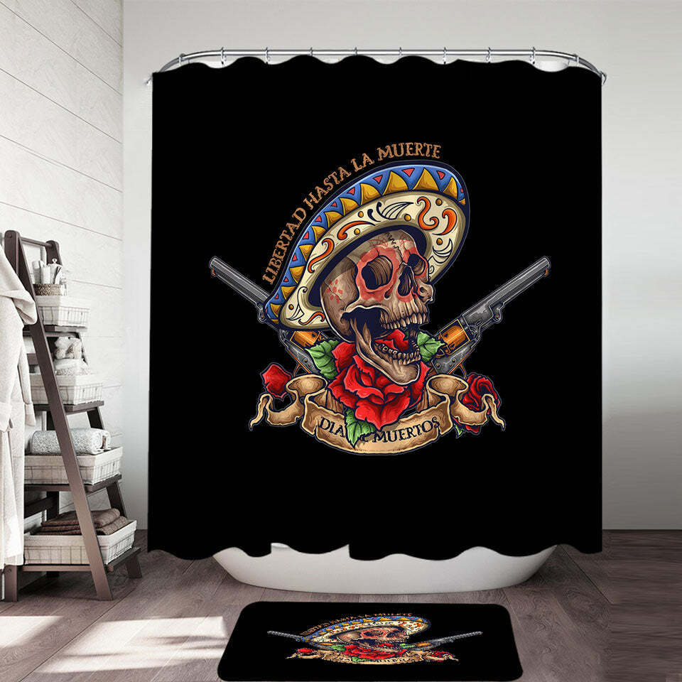 Mexican Skull Free The Dead Shower Curtain - Celebrate Day Of The Dead In Style