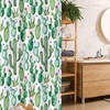 Mexican Texas Cactus Plants Print Stall Shower Curtain, White Pink Fabric Bathroom Decor By Ambesonne
