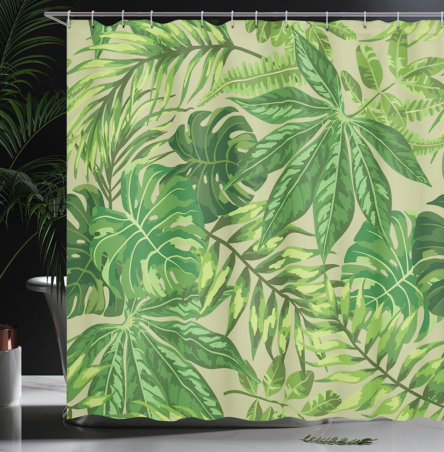 Mexican Texas Cactus Plants Spikes Cartoon Like Print Green Shower Curtain - Image 3