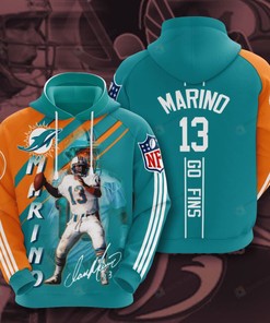 Miami Dolphins 3D All Over Print Hoodie With Marino Quote, Zip-Up Style