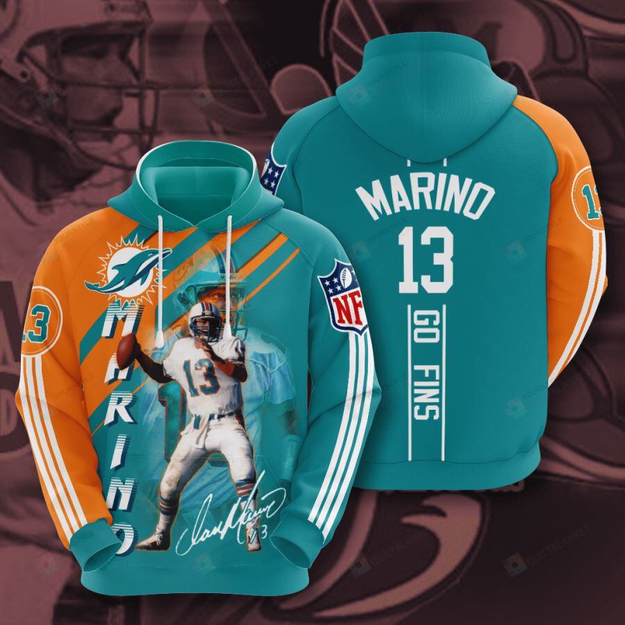 Miami Dolphins 3D All Over Print Hoodie With Marino Quote, Zip-Up Style
