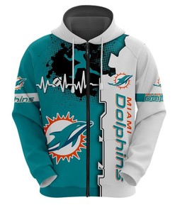 Miami Dolphins 3D All Over Print Zip Hoodie For Nfl Fans, Perfect Gifts For Fans
