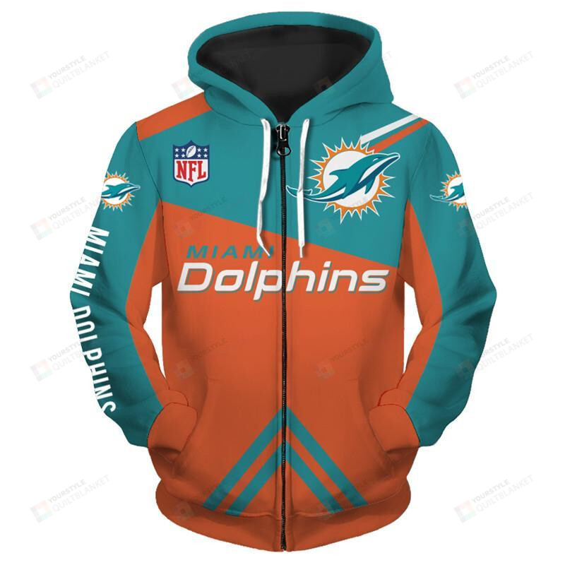 Miami Dolphins 3D All Over Print Zip-Up Hoodie, Eye-Catching Gifts For Fans