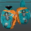 Miami Dolphins 3D Hoodie With Hip Hop Skull Design 