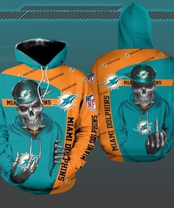 Miami Dolphins 3D Hoodie With Hip Hop Skull Design