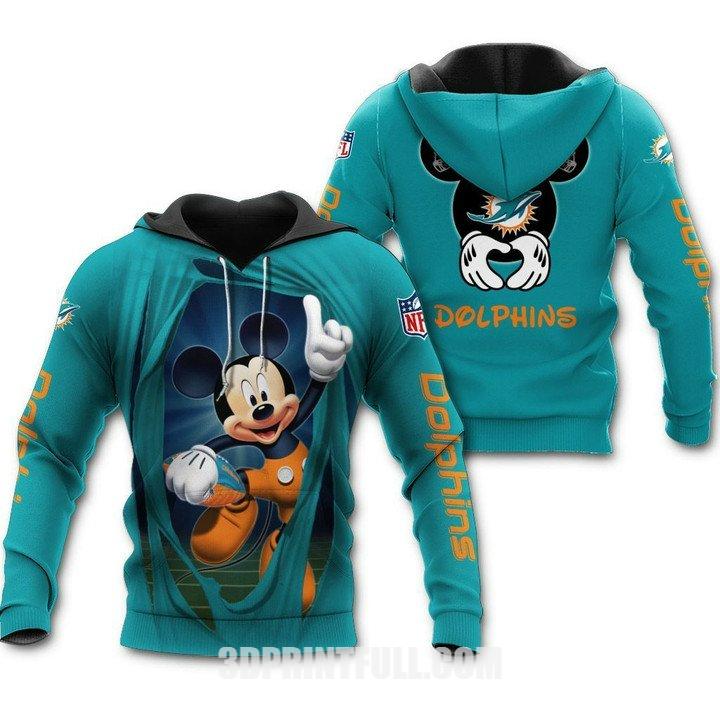 Miami Dolphins 3D Hoodie With Limited Edition Design Featuring Mickey