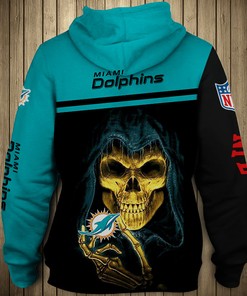Miami Dolphins 3D Skull Hoodie For Fans With All Over Print
