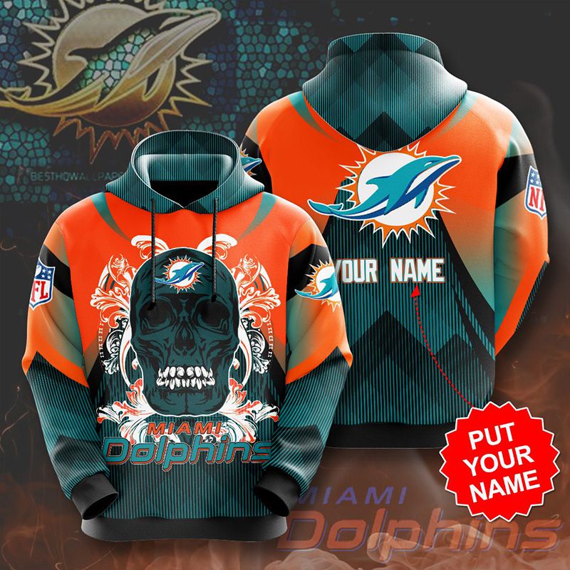 Miami Dolphins 3D Skull Hoodie With Heavy Graphics
