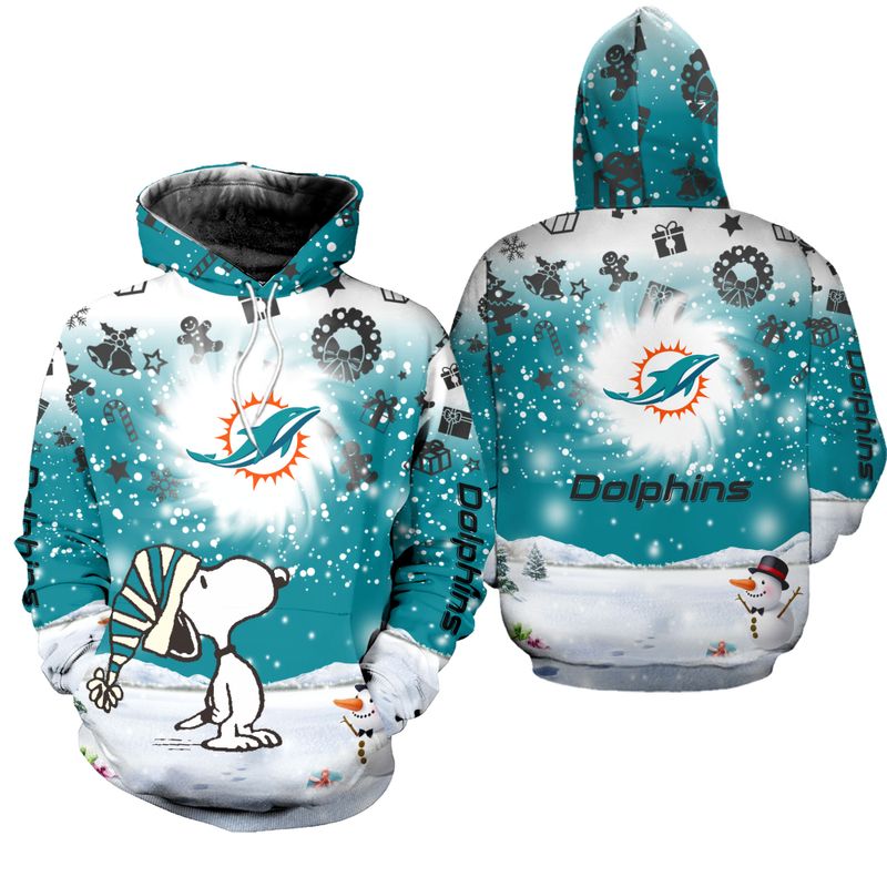 Miami Dolphins 3D Xmas Snoopy Limited Edition Hoodie - Show Your Holiday Spirit