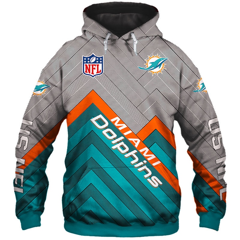 Miami Dolphins 3D Zip Hoodie Pullover In Various Sizes - Perfect For Any Fan