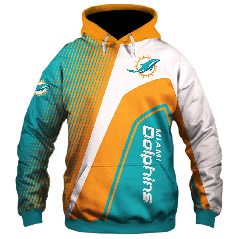 Miami Dolphins 3D Zip Hoodie Pullover With All Over Print