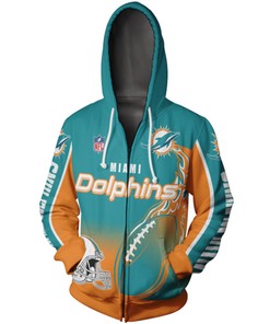 Miami Dolphins 3D Zip Hoodie With Cute Flame Balls Graphic - Stand Out From The Crowd