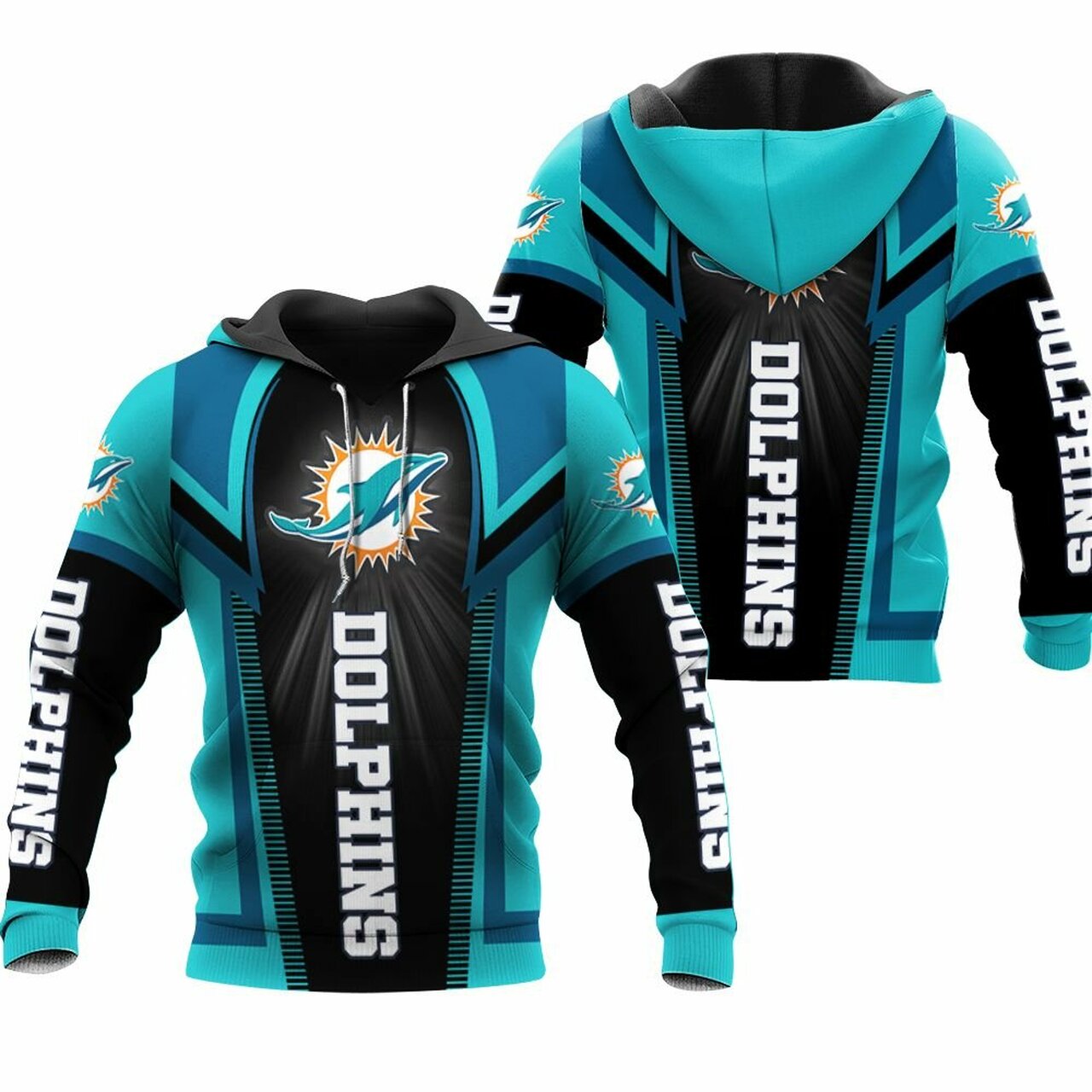 Miami Dolphins All Over Print 3D Hoodie For Fans With Skull Design