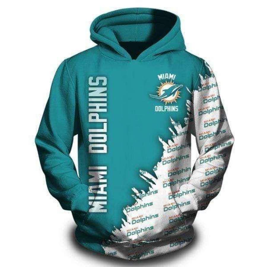 Miami Dolphins All Over Print 3D Hoodiem, Custom Name Hoodie