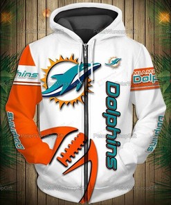 Miami Dolphins All Over Print Hoodie - Zip Hoodie For Fans