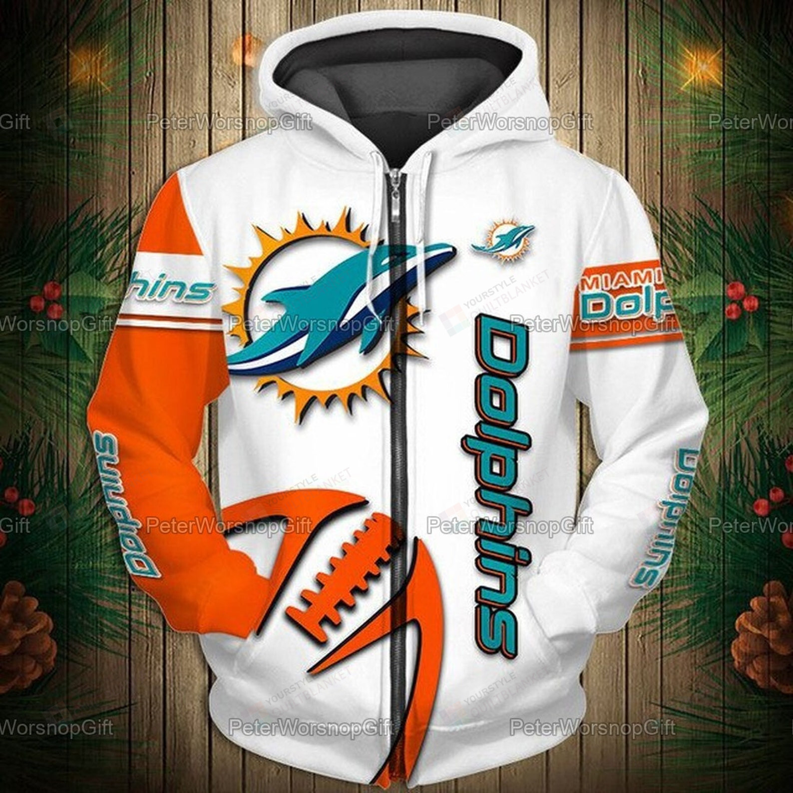 Miami Dolphins All Over Print Hoodie - Zip Hoodie For Fans