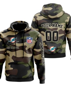 Miami Dolphins All Over Print Hoodie-Zip Hoodie Camo Style For Fans