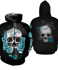Miami Dolphins All Over Print Limited Edition 3D Skull Hoodie For Fans