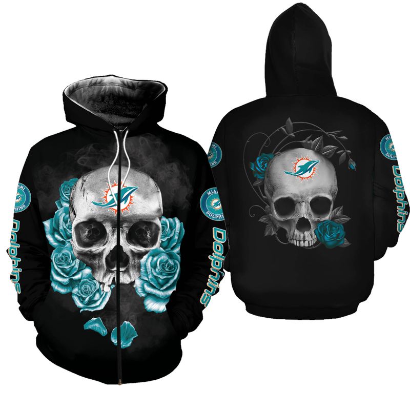 Miami Dolphins All Over Print Limited Edition 3D Skull Hoodie For Fans