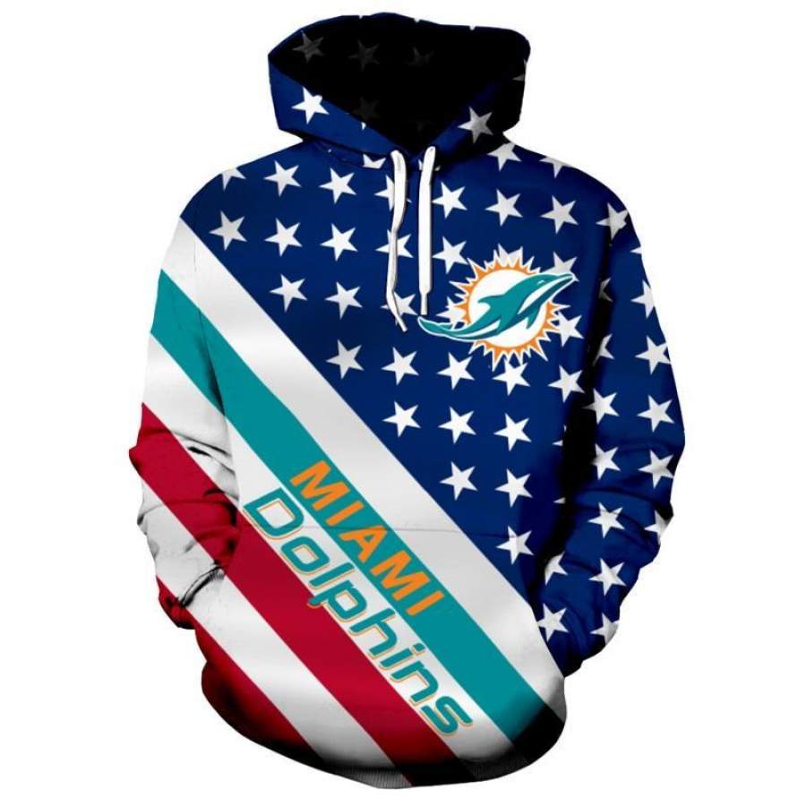 Miami Dolphins American Flag 3D Hoodie - Show Your Patriotism!