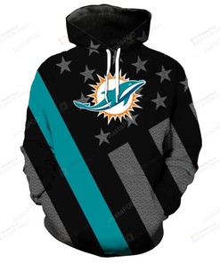 Miami Dolphins American Flag All Over Print 3D Hoodie For Fan