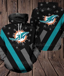 Miami Dolphins American Flag All Over Print 3D Hoodie, Zip-Up Hoodie