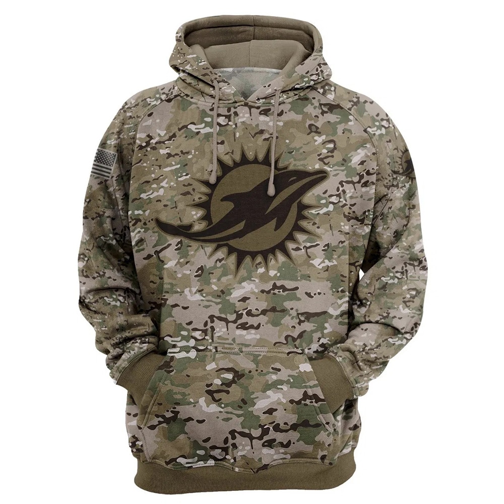 Miami Dolphins Army Graphic Zip Hoodie Pullover - A Great Gift For Fans
