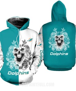 Miami Dolphins Bandana Skull 3D Hoodie In A Unisex Design