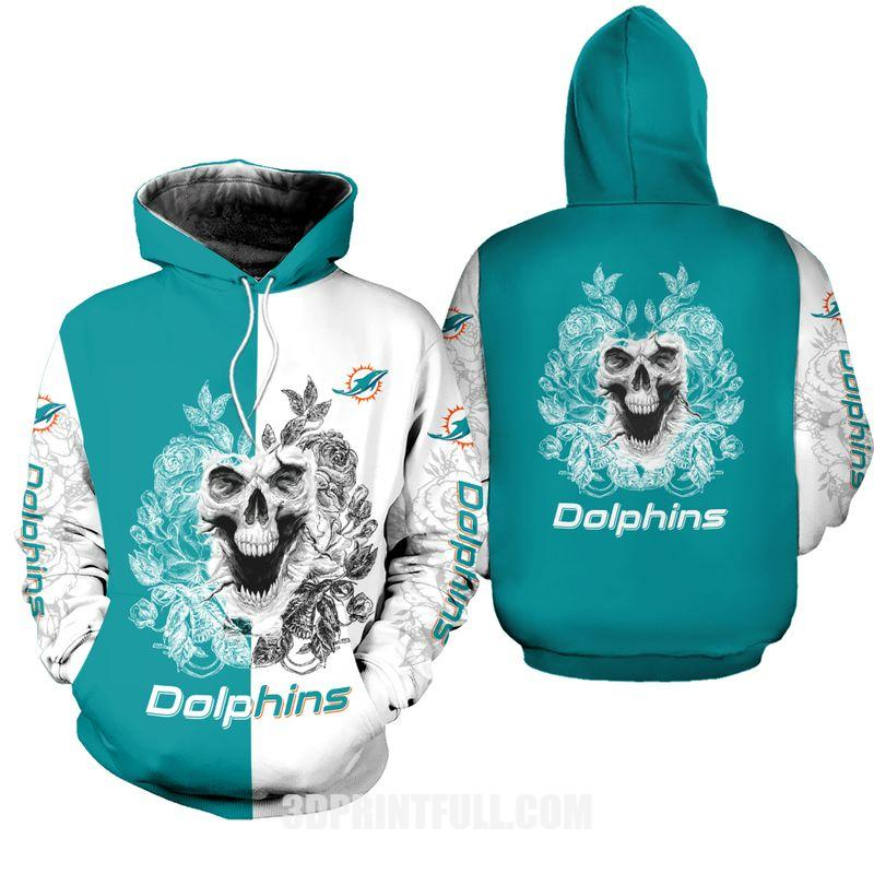 Miami Dolphins Bandana Skull 3D Hoodie In A Unisex Design