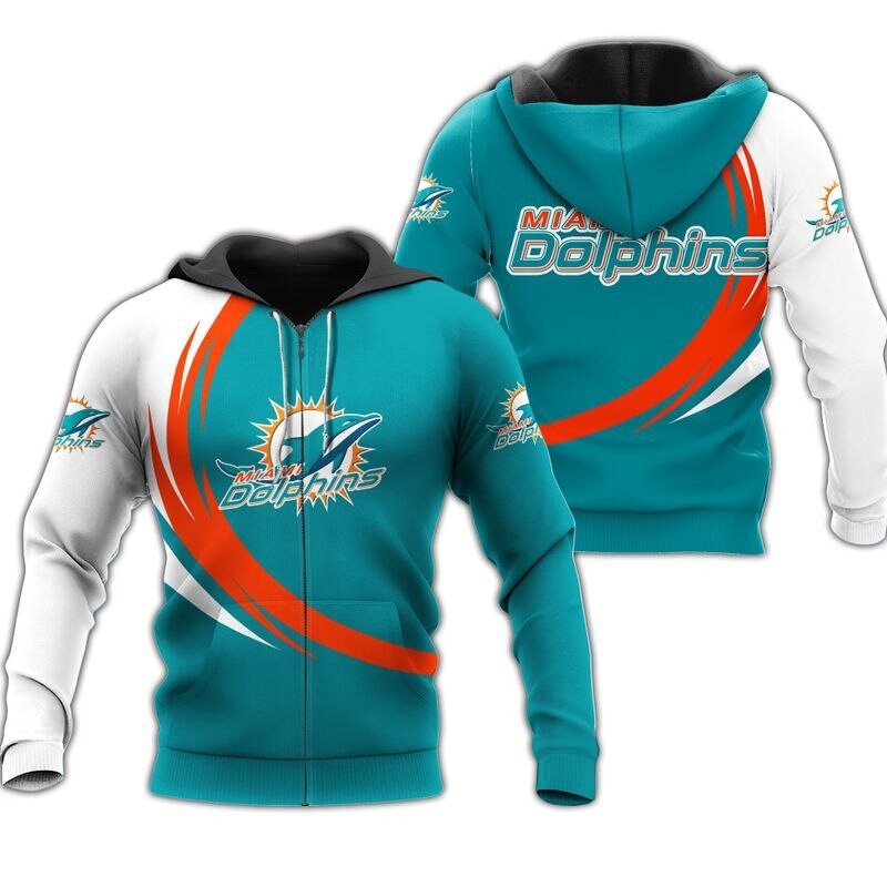 Miami Dolphins Curve Graphic Hoodie - Embrace The Boldness Of Your Team