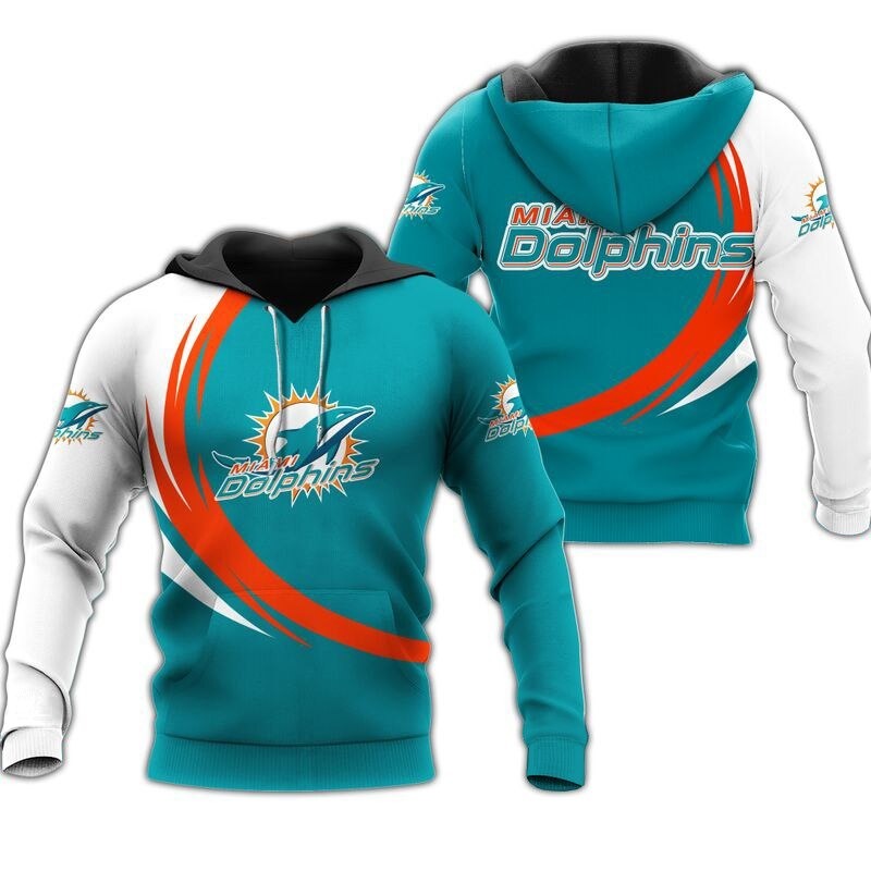 Miami Dolphins Curve Graphic Hoodie - Embrace The Boldness Of Your Team