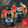 Miami Dolphins Custom Name 3D All Over Print Zip-Up Hoodie With Skull Design 