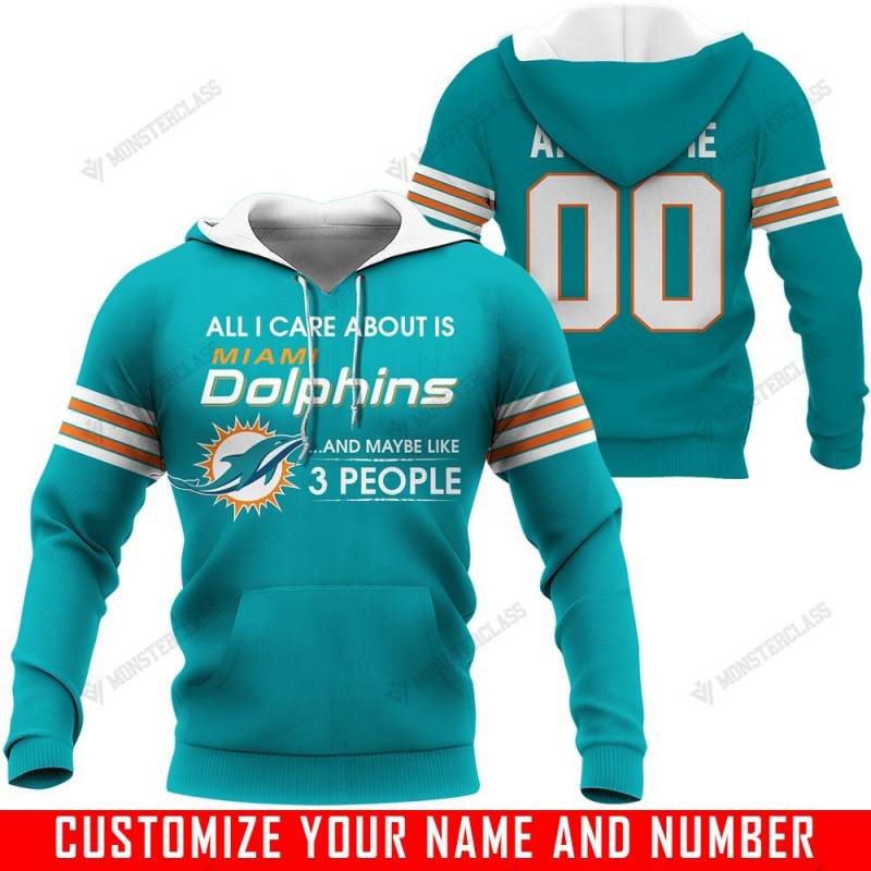 Miami Dolphins Custom Name & Number 3D Hoodie - Gift For Fans