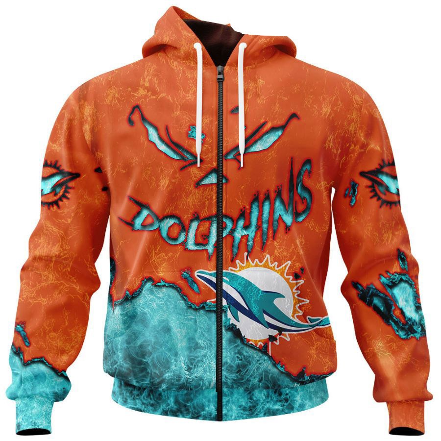 Miami Dolphins Devil Eyes All Over Print 3D Hoodie Gifts For Fans