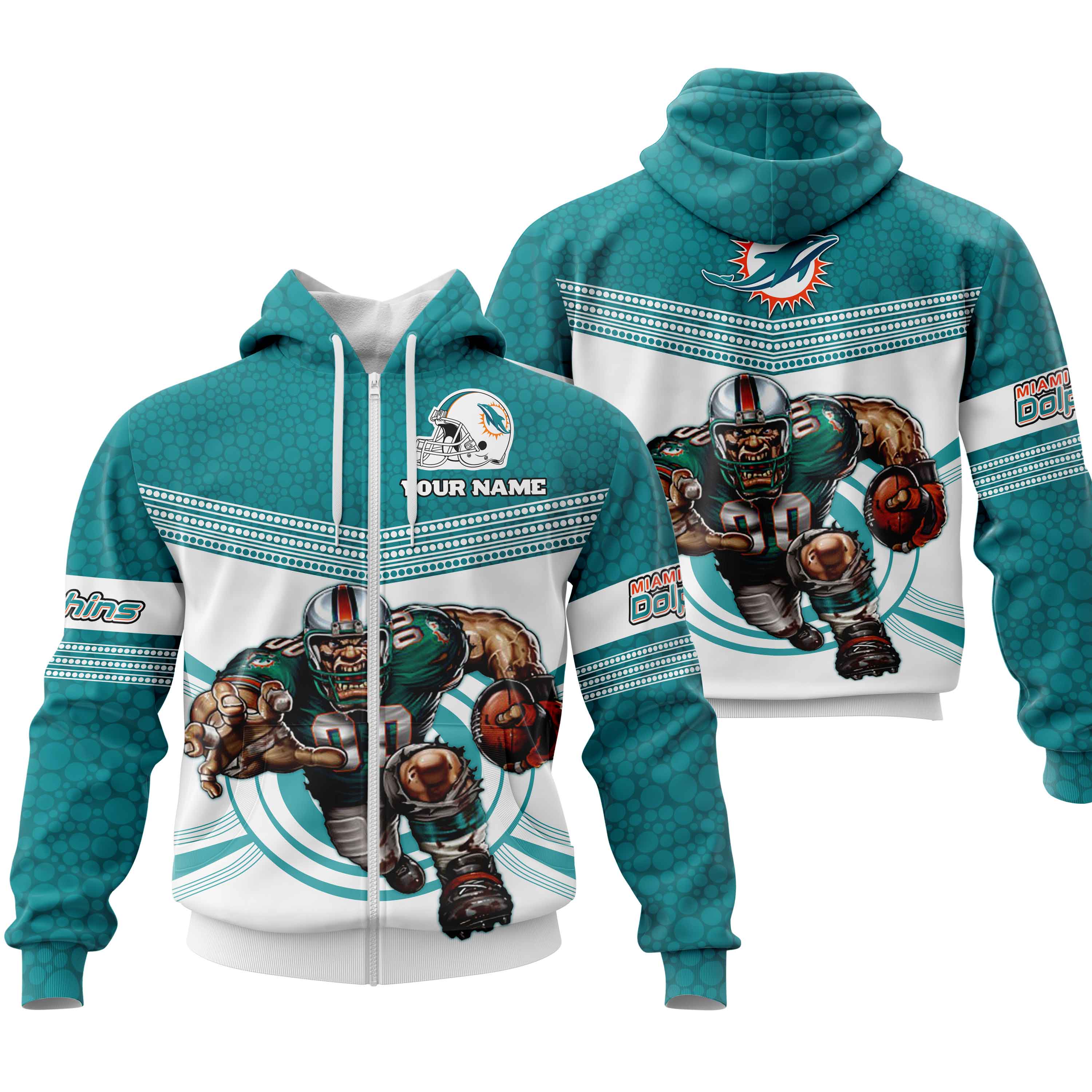 Miami Dolphins Fathead Mascot All Over Print 3D Hoodie For Fans