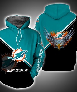Miami Dolphins Fire Eagle 3D Print Hoodie With All Over Print