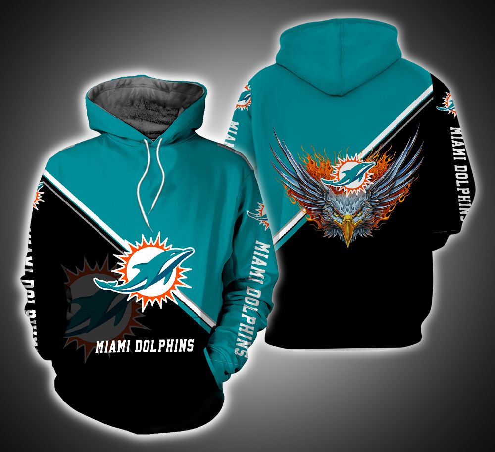Miami Dolphins Fire Eagle 3D Print Hoodie With All Over Print