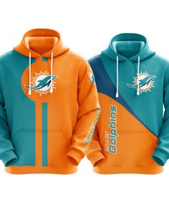 Miami Dolphins Football Hoodie For Men With All Over Print Design And 3D Effect