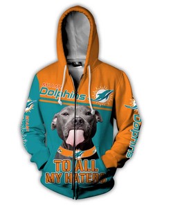 Miami Dolphins Football Nfl To All My Haters Pitbull 3D Hoodie - Shut Down The Haters In Style