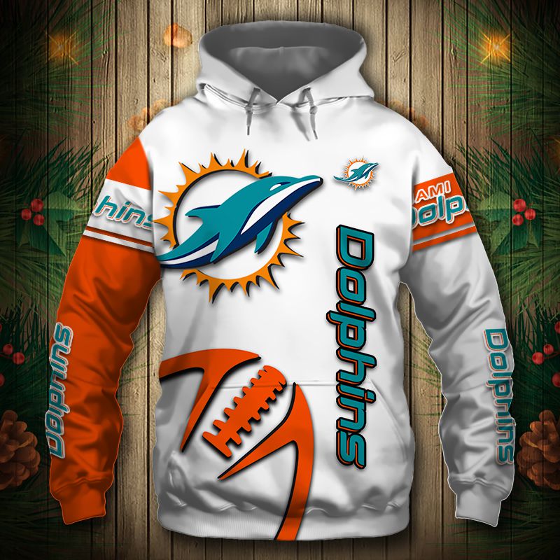Miami Dolphins Graphic Balls Zip Hoodie Pullover All Over Print 3D Hoodie